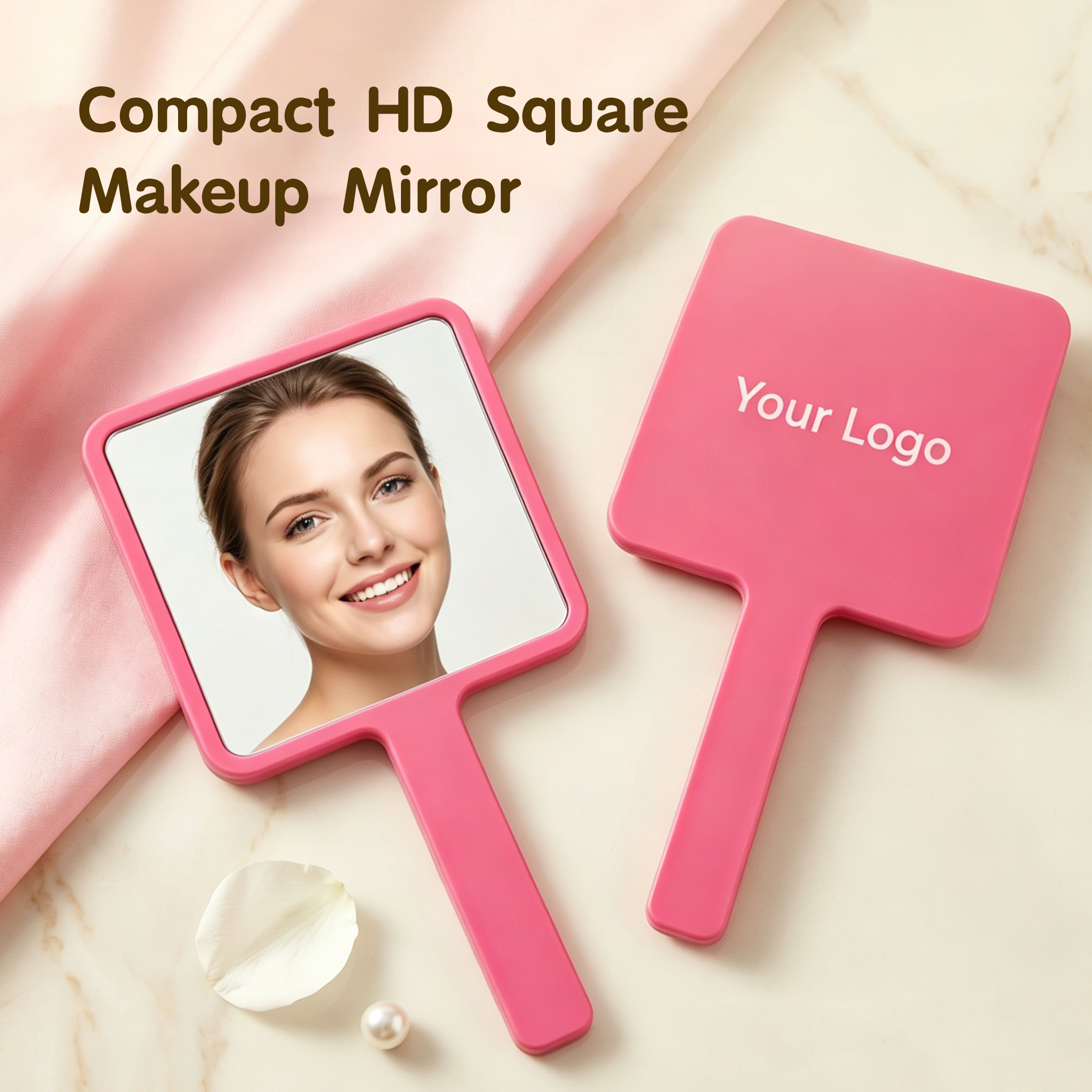 OEM/ODM Square handheld mirror from Kaifam Manufacturing. Custom logo, Pantone colors, MOQ 100pcs, 15-day lead time. Request a free quote.