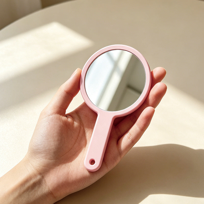 OEM/ODM Double-sided Hand Held Mirror from Kaifam Manufacturing. Custom logo, Pantone colors, MOQ 100pcs, 15-day lead time. Request a free quote.