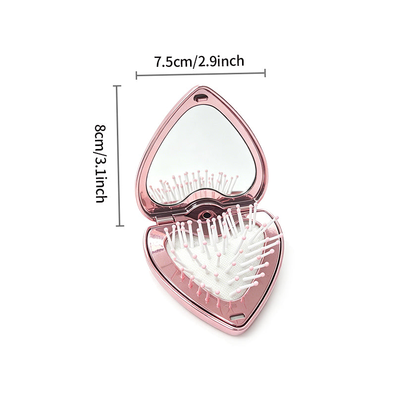 OEM/ODM Heart Flip Open Airbag Massage Comb with Built-in Mirror from Kaifam Manufacturing. Custom logo, Pantone colors, MOQ 100pcs, 15-day lead time. Request a free quote.