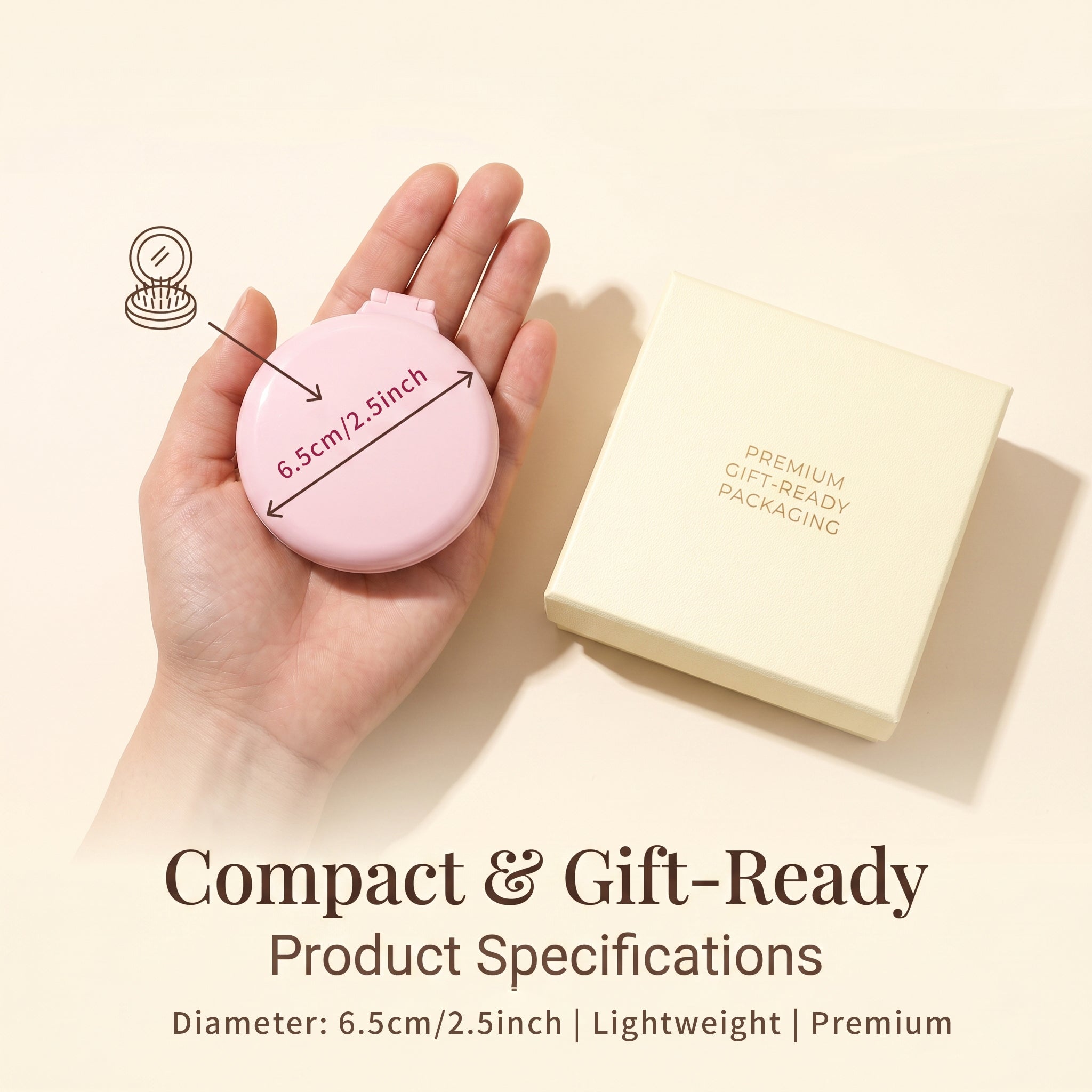 OEM/ODM Round Foldable Airbag Comb With Mirror from Kaifam Manufacturing. Custom logo, Pantone colors, MOQ 100pcs, 15-day lead time. Request a free quote.