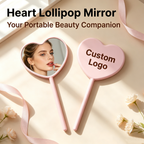 OEM/ODM Heart Lollipop Hand Mirror from Kaifam Manufacturing. Custom logo, Pantone colors, MOQ 100pcs, 15-day lead time. Request a free quote.