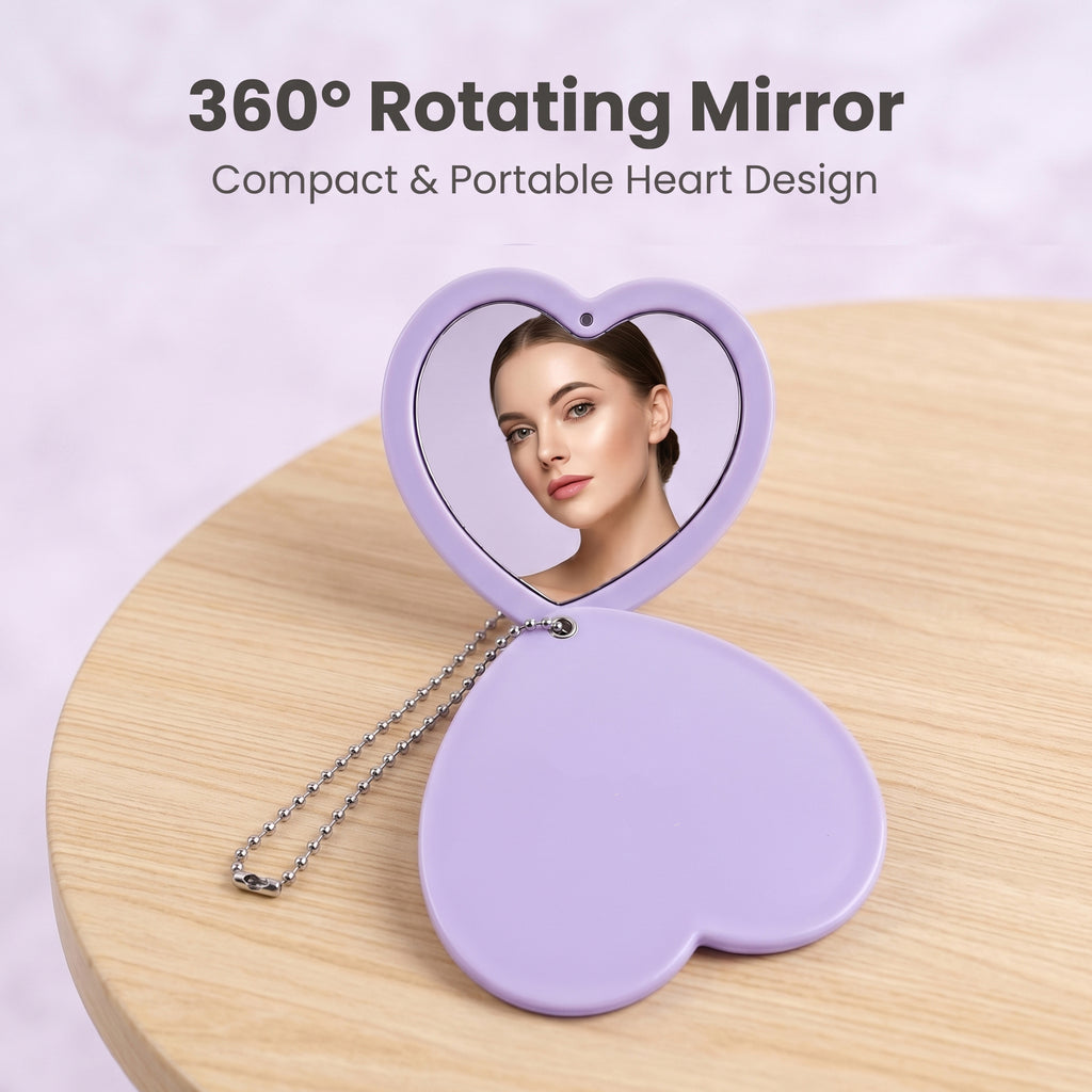 OEM/ODM Heart Shape Sliding Cover Double Sided Mirror from Kaifam Manufacturing. Custom logo, Pantone colors, MOQ 100pcs, 15-day lead time. Request a free quote.