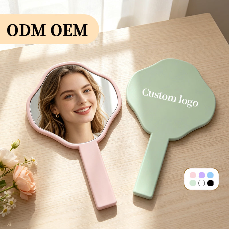OEM/ODM Clover Irregular Hand Mirror from Kaifam Manufacturing. Custom logo, Pantone colors, MOQ 100pcs, 15-day lead time. Request a free quote.