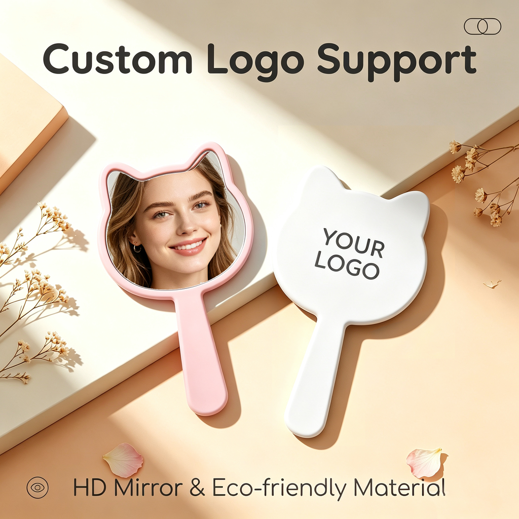 OEM/ODM Mini Cat Hand Mirror from Kaifam Manufacturing. Custom logo, Pantone colors, MOQ 100pcs, 15-day lead time. Request a free quote.