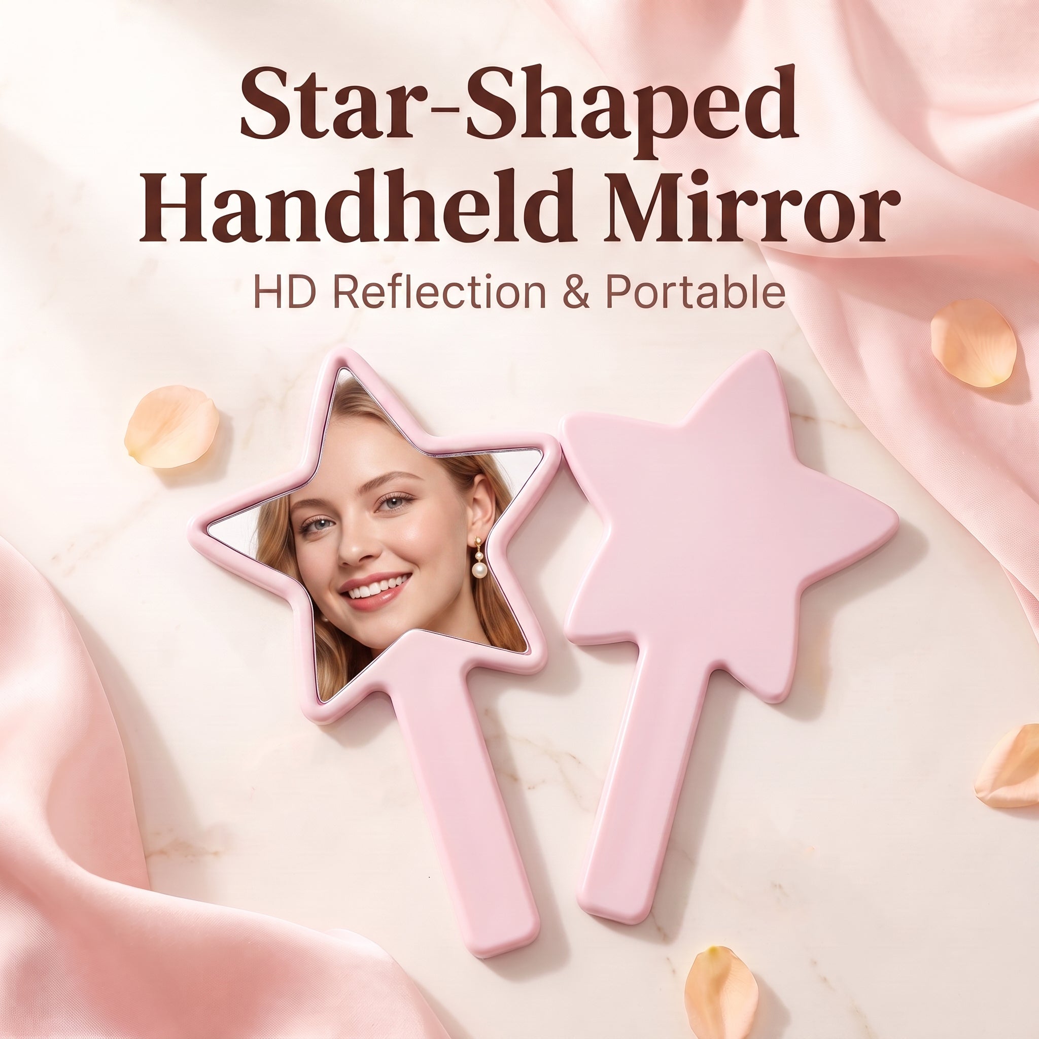 OEM/ODM Star-Shaped Handheld Mirror from Kaifam Manufacturing. Custom logo, Pantone colors, MOQ 100pcs, 15-day lead time. Request a free quote.
