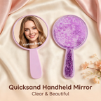 OEM/ODM Round Single-sided Quicksand Cosmetic Mirror with Handle from Kaifam Manufacturing. Custom logo, Pantone colors, MOQ 100pcs, 15-day lead time. Request a free quote.