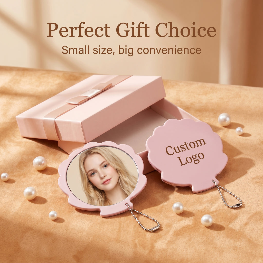 OEM/ODM Seashell Pocket Makeup Mirror from Kaifam Manufacturing. Custom logo, Pantone colors, MOQ 100pcs, 15-day lead time. Request a free quote.