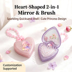 OEM/ODM Transparent Glitter Heart Flip Travel Comb with Built-in Mirror from Kaifam Manufacturing. Custom logo, Pantone colors, MOQ 100pcs, 15-day lead time. Request a free quote.