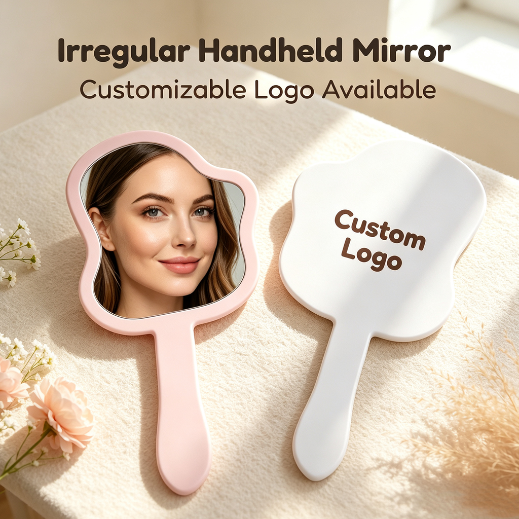 OEM/ODM Wavy Edge Long Handle Hand Mirror from Kaifam Manufacturing. Custom logo, Pantone colors, MOQ 100pcs, 15-day lead time. Request a free quote.