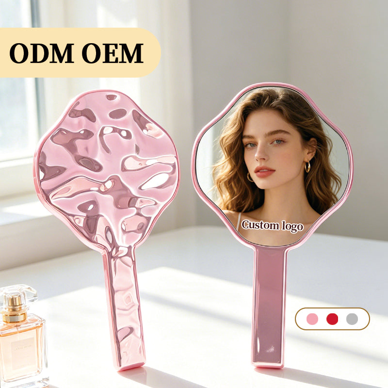 Electroplated Custom Handheld Makeup Mirror KF-10*19.5cm | Personalized Customization Available