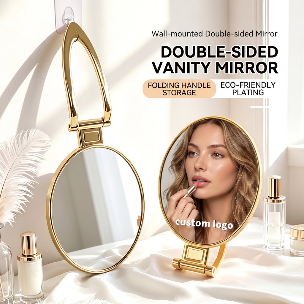 OEM/ODM Foldable Handheld Double Sided Round Makeup Mirror from Kaifam Manufacturing. Custom logo, Pantone colors, MOQ 100pcs, 15-day lead time. Request a free quote.