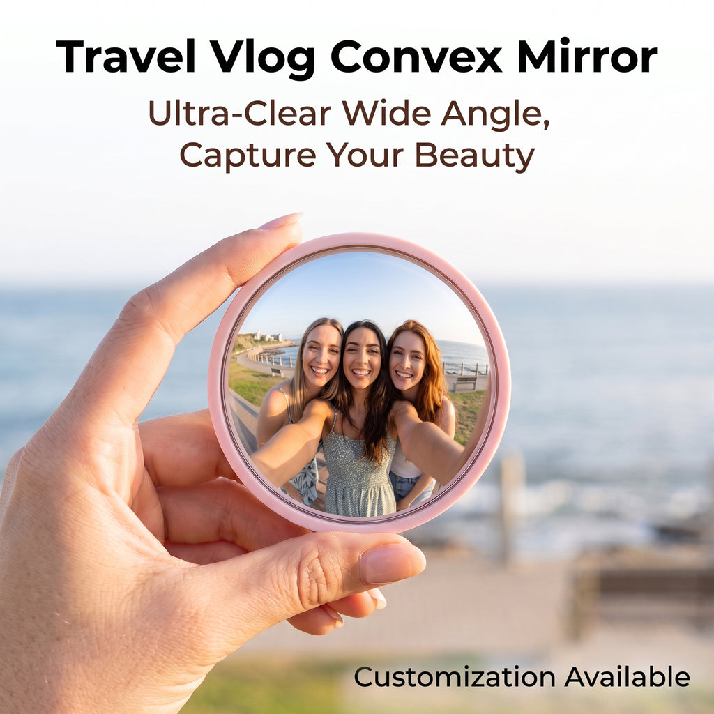 OEM/ODM Travel Vlog Convex Mirror from Kaifam Manufacturing. Custom logo, Pantone colors, MOQ 100pcs, 15-day lead time. Request a free quote.