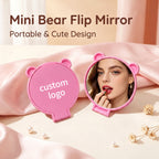 OEM/ODM Single-sided Mini Bear Ear Flip Cosmetic Mirror from Kaifam Manufacturing. Custom logo, Pantone colors, MOQ 100pcs, 15-day lead time. Request a free quote.