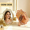 Retro carved table mirror, suitable for handheld use | Premium corporate gifts and custom-made presents | Available for wholesale and customization