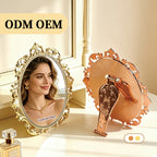 Retro carved table mirror, suitable for handheld use | Premium corporate gifts and custom-made presents | Available for wholesale and customization