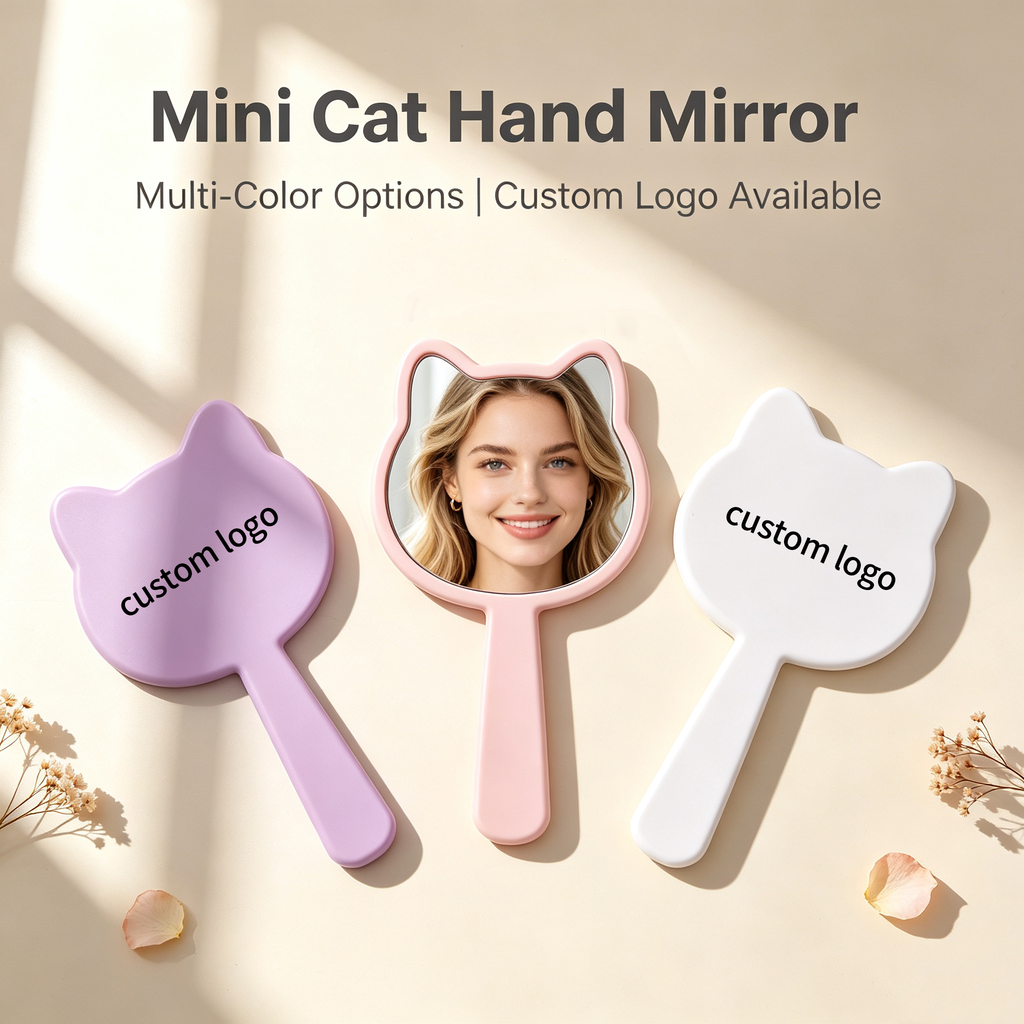 OEM/ODM Mini Cat Hand Mirror from Kaifam Manufacturing. Custom logo, Pantone colors, MOQ 100pcs, 15-day lead time. Request a free quote.