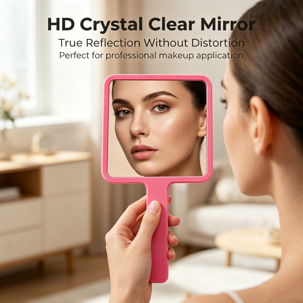 OEM/ODM Square handheld mirror from Kaifam Manufacturing. Custom logo, Pantone colors, MOQ 100pcs, 15-day lead time. Request a free quote.