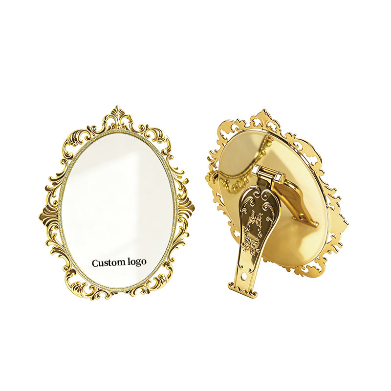 Retro carved table mirror, suitable for handheld use | Premium corporate gifts and custom-made presents | Available for wholesale and customization