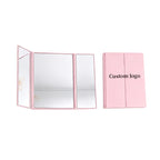 OEM/ODM Tri-Fold HD Makeup Mirror from Kaifam Manufacturing. Custom logo, Pantone colors, MOQ 100pcs, 15-day lead time. Request a free quote.