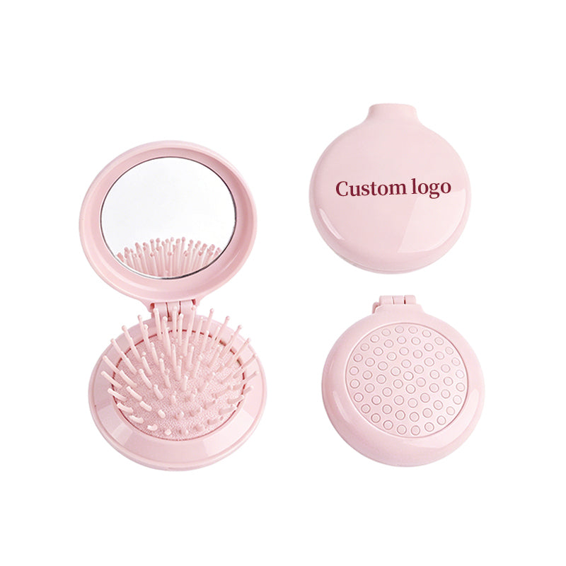 OEM/ODM Round Foldable Airbag Comb With Mirror from Kaifam Manufacturing. Custom logo, Pantone colors, MOQ 100pcs, 15-day lead time. Request a free quote.