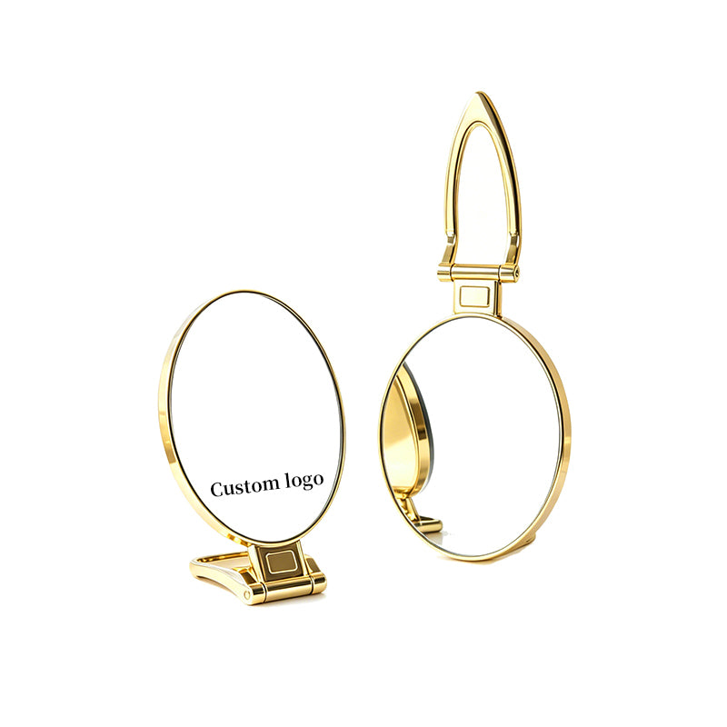 OEM/ODM Foldable Handheld Double Sided Round Makeup Mirror from Kaifam Manufacturing. Custom logo, Pantone colors, MOQ 100pcs, 15-day lead time. Request a free quote.