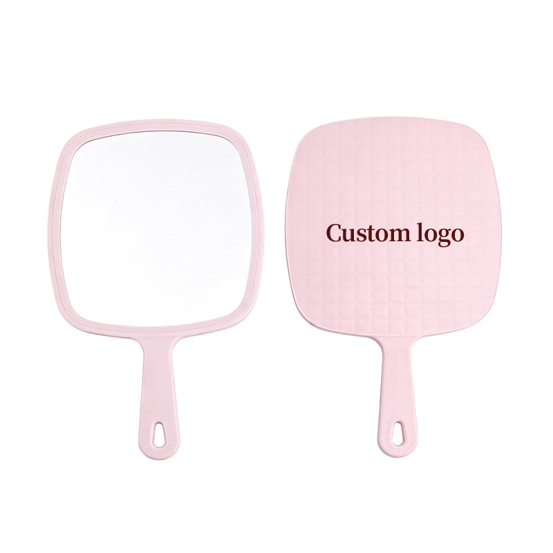 OEM/ODM Ins Style Large Square Handheld Cosmetic Mirror with Lattice Texture from Kaifam Manufacturing. Custom logo, Pantone colors, MOQ 100pcs, 15-day lead time. Request a free quote.