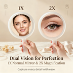 OEM/ODM Transparent Handle Double-sided Round Cosmetic Mirror from Kaifam Manufacturing. Custom logo, Pantone colors, MOQ 100pcs, 15-day lead time. Request a free quote.
