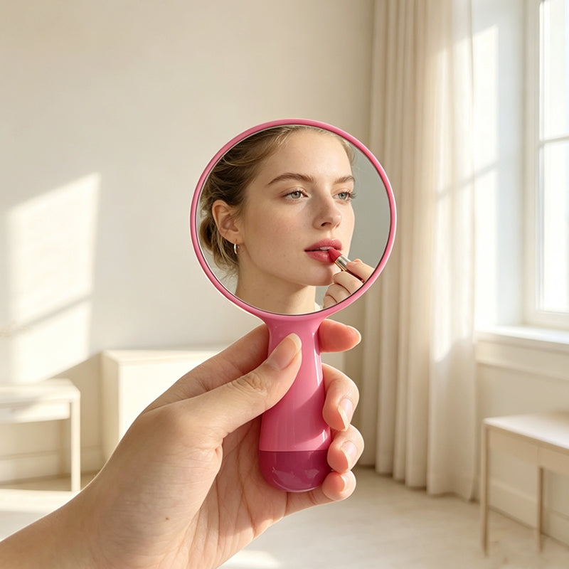 OEM/ODM Macaron Round Handheld Makeup Mirror from Kaifam Manufacturing. Custom logo, Pantone colors, MOQ 100pcs, 15-day lead time. Request a free quote.