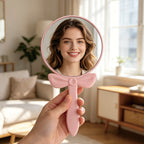 OEM/ODM Bow-knot Round Hand Mirror from Kaifam Manufacturing. Custom logo, Pantone colors, MOQ 100pcs, 15-day lead time. Request a free quote.