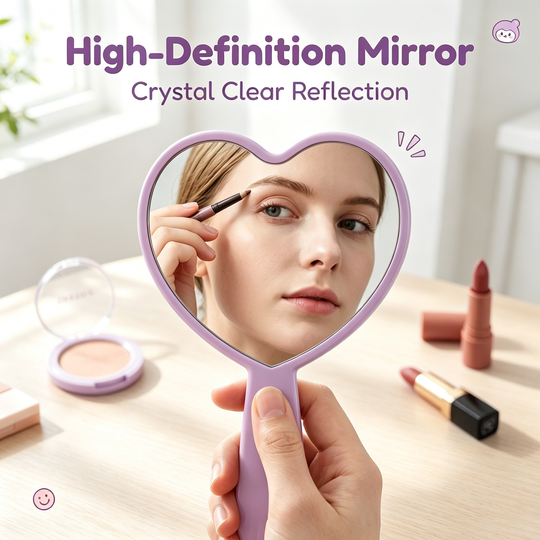 OEM/ODM Heart Quicksand Handheld Mirror from Kaifam Manufacturing. Custom logo, Pantone colors, MOQ 100pcs, 15-day lead time. Request a free quote.