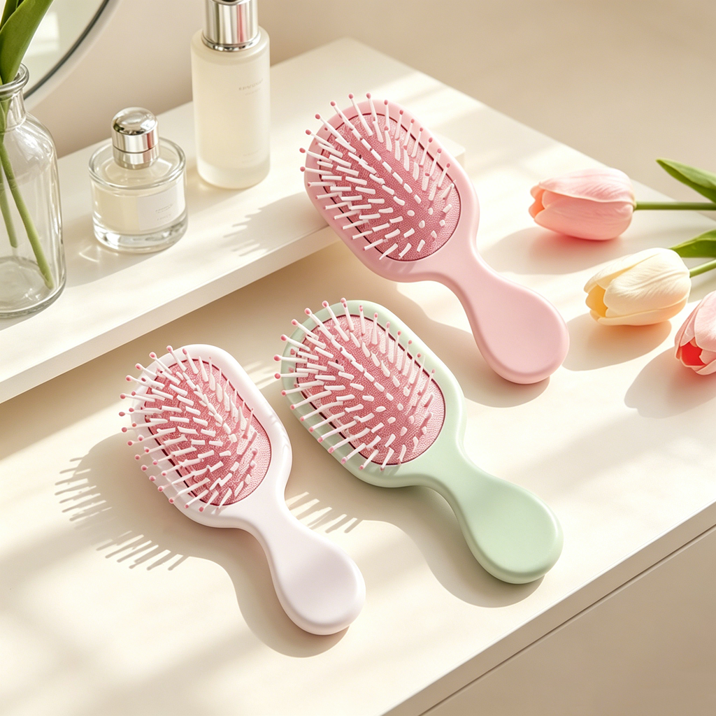 OEM/ODM Mini Airbag Comb from Kaifam Manufacturing. Custom logo, Pantone colors, MOQ 100pcs, 15-day lead time. Request a free quote.