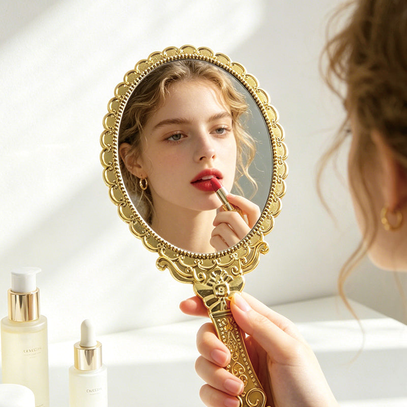 Electroplated Custom Handheld Makeup Mirror KF-11.5*25cm | Personalized Customization Available