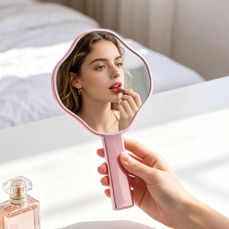Electroplated Custom Handheld Makeup Mirror KF-10*19.5cm | Personalized Customization Available