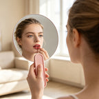 OEM/ODM Big Round Hand Vanity Mirror from Kaifam Manufacturing. Custom logo, Pantone colors, MOQ 100pcs, 15-day lead time. Request a free quote.