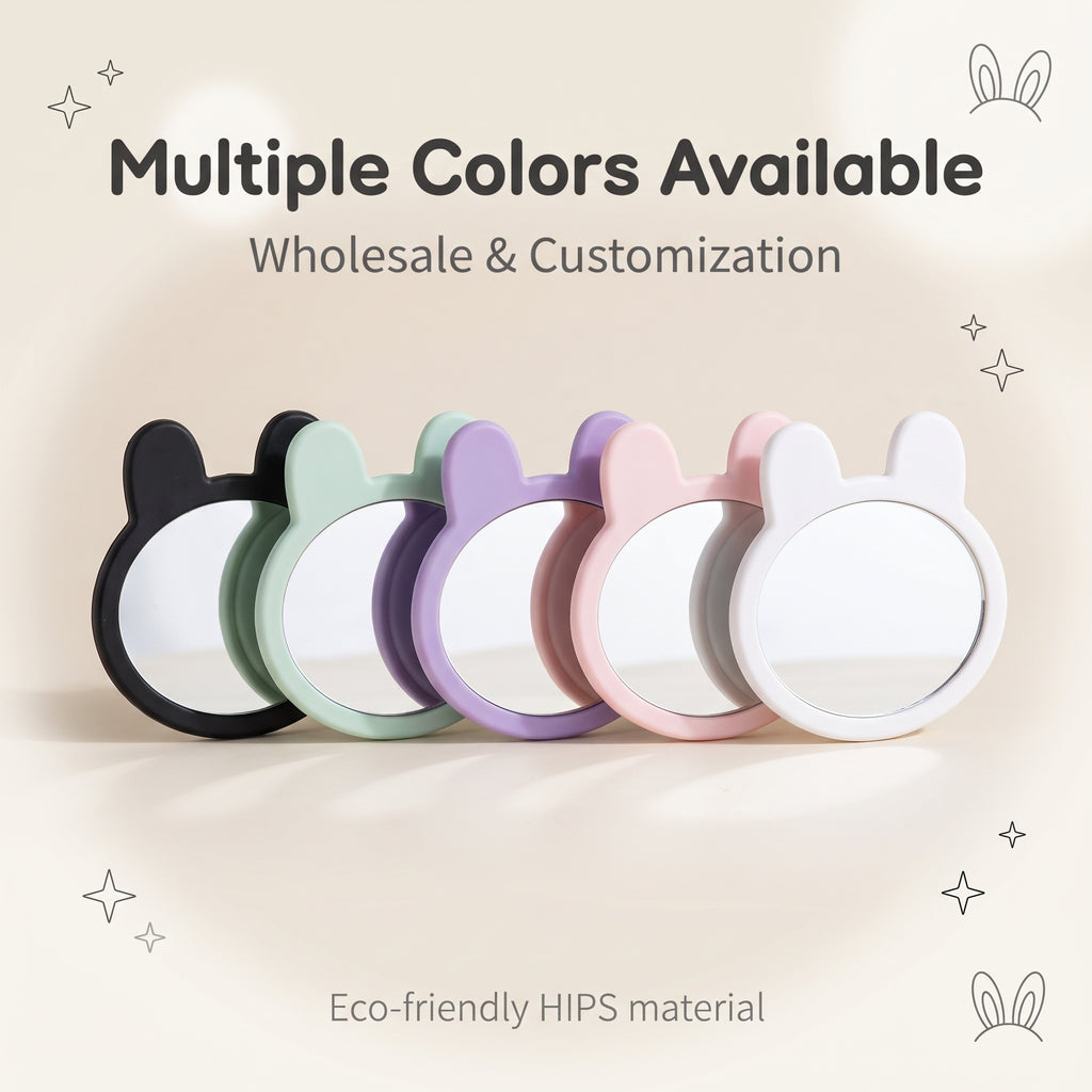 OEM/ODM Rabbit Ear Single-sided Makeup Mirror from Kaifam Manufacturing. Custom logo, Pantone colors, MOQ 100pcs, 15-day lead time. Request a free quote.
