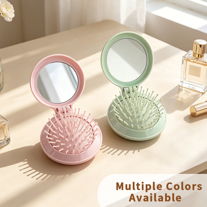 OEM/ODM Round Foldable Airbag Comb With Mirror from Kaifam Manufacturing. Custom logo, Pantone colors, MOQ 100pcs, 15-day lead time. Request a free quote.