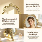 Retro carved table mirror, suitable for handheld use | Premium corporate gifts and custom-made presents | Available for wholesale and customization