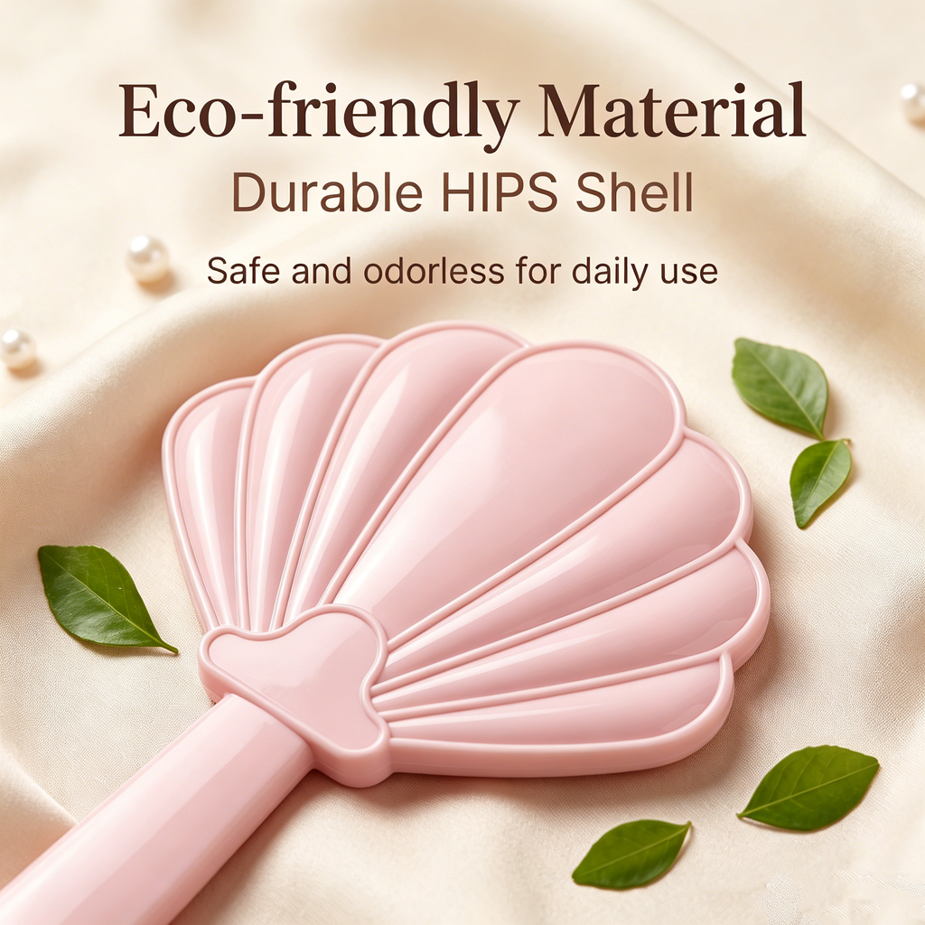 OEM/ODM Shell Handheld Makeup Mirror from Kaifam Manufacturing. Custom logo, Pantone colors, MOQ 100pcs, 15-day lead time. Request a free quote.