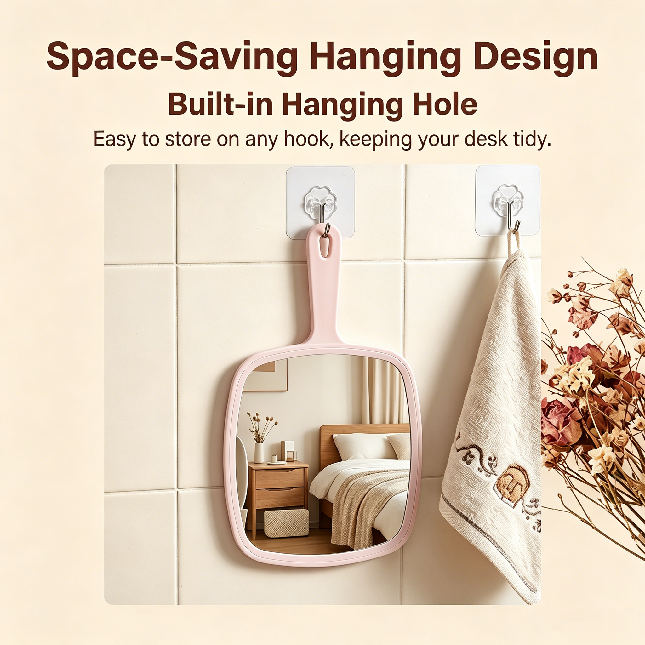 OEM/ODM Ins Style Large Square Handheld Cosmetic Mirror with Lattice Texture from Kaifam Manufacturing. Custom logo, Pantone colors, MOQ 100pcs, 15-day lead time. Request a free quote.