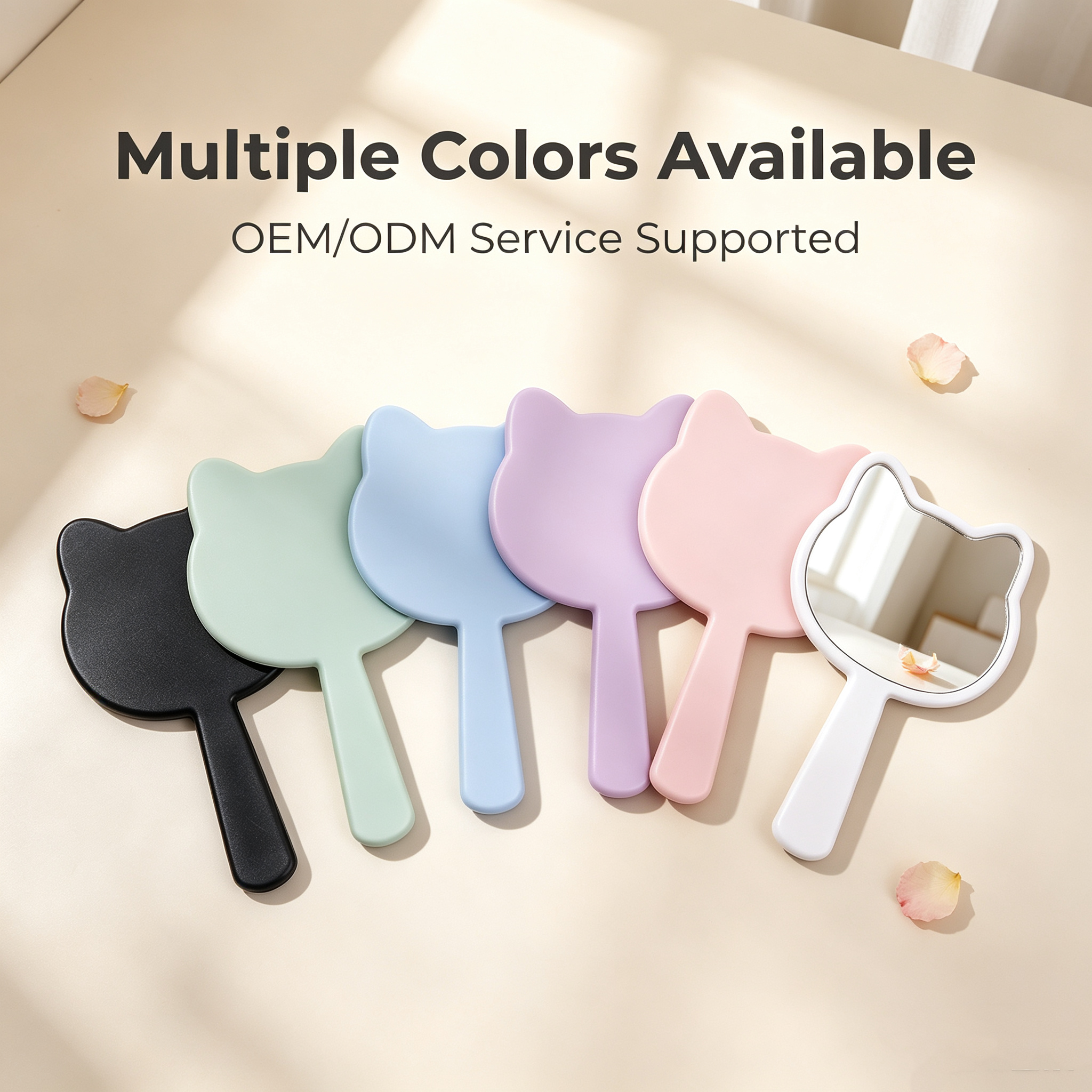 OEM/ODM Mini Cat Hand Mirror from Kaifam Manufacturing. Custom logo, Pantone colors, MOQ 100pcs, 15-day lead time. Request a free quote.