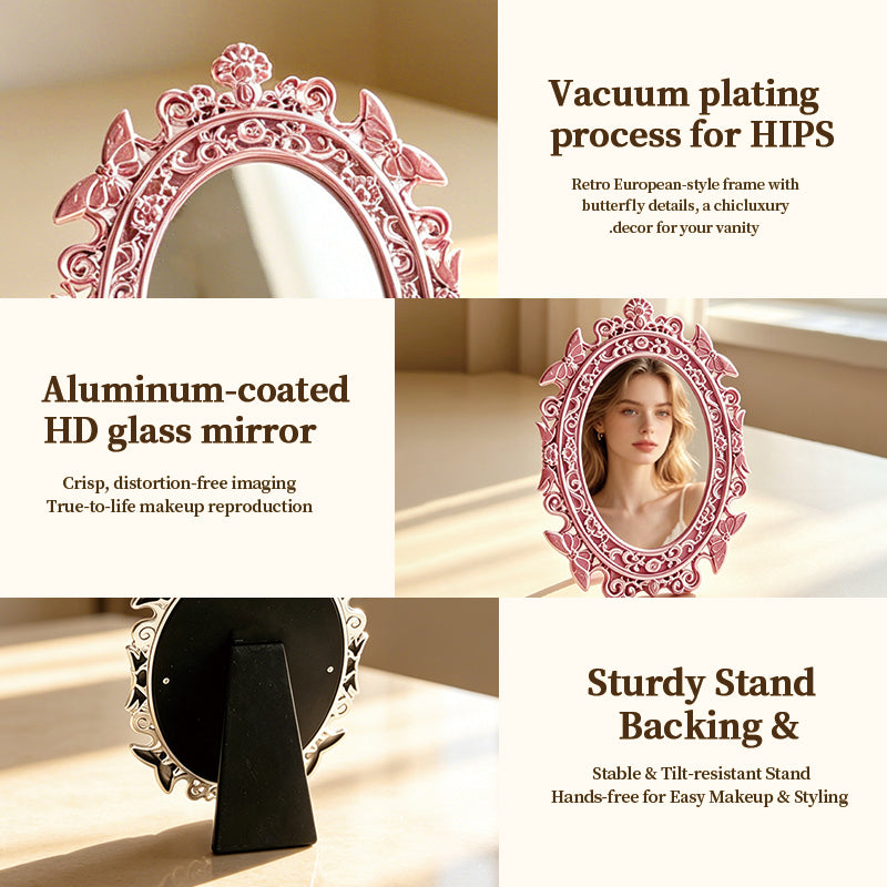 Retro carved desktop mirror | Premium corporate gifts and custom-made presents | Wholesale and customization services
