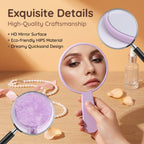 OEM/ODM Round Single-sided Quicksand Cosmetic Mirror with Handle from Kaifam Manufacturing. Custom logo, Pantone colors, MOQ 100pcs, 15-day lead time. Request a free quote.