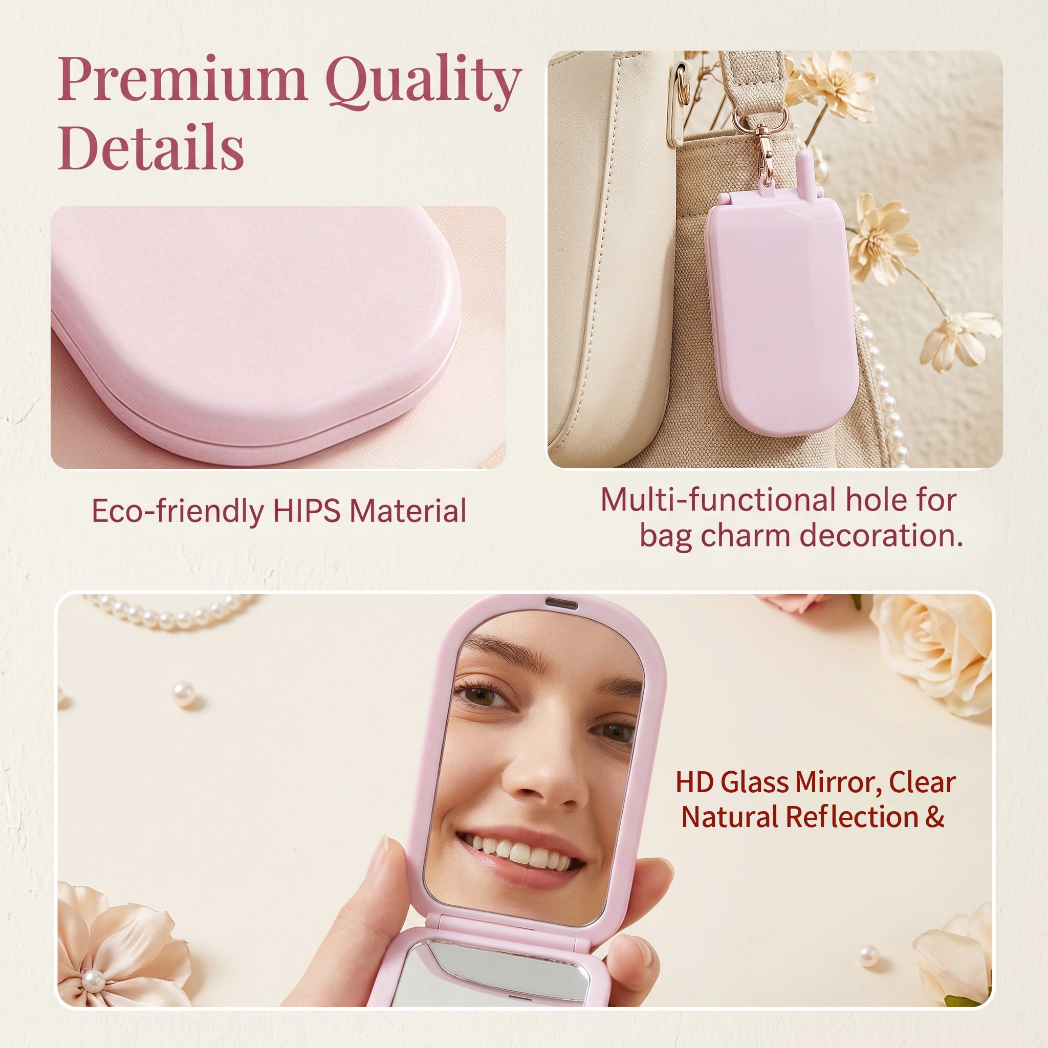 OEM/ODM Mini Brick Phone Foldable Hand Mirror from Kaifam Manufacturing. Custom logo, Pantone colors, MOQ 100pcs, 15-day lead time. Request a free quote.