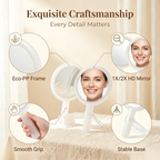 OEM/ODM Transparent Handle Double-sided Round Cosmetic Mirror from Kaifam Manufacturing. Custom logo, Pantone colors, MOQ 100pcs, 15-day lead time. Request a free quote.