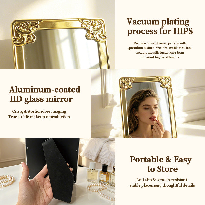 Electroplated Retro Square Desktop Mirror | Premium Corporate & Custom Gifts | Wholesale & Custom Services