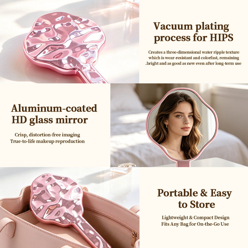 Electroplated Custom Handheld Makeup Mirror KF-10*19.5cm | Personalized Customization Available