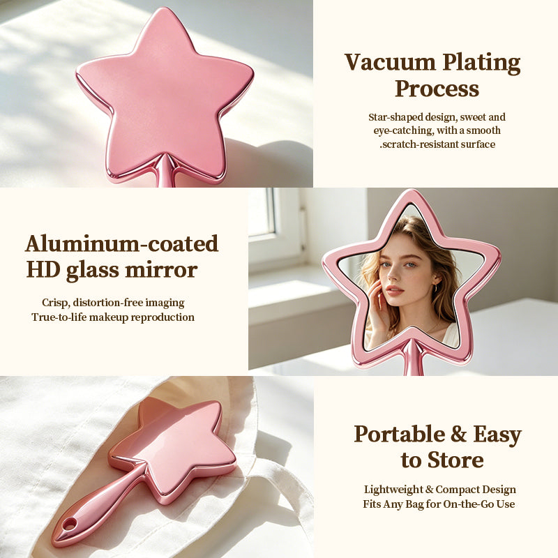 Electroplated star-shaped handheld mirror | Premium corporate gifts and custom gifts | Wholesale and customization services