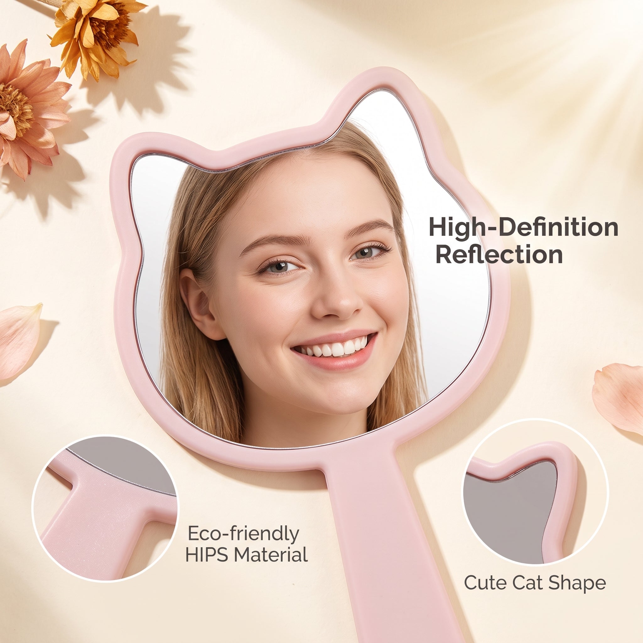 OEM/ODM Mini Cat Hand Mirror from Kaifam Manufacturing. Custom logo, Pantone colors, MOQ 100pcs, 15-day lead time. Request a free quote.