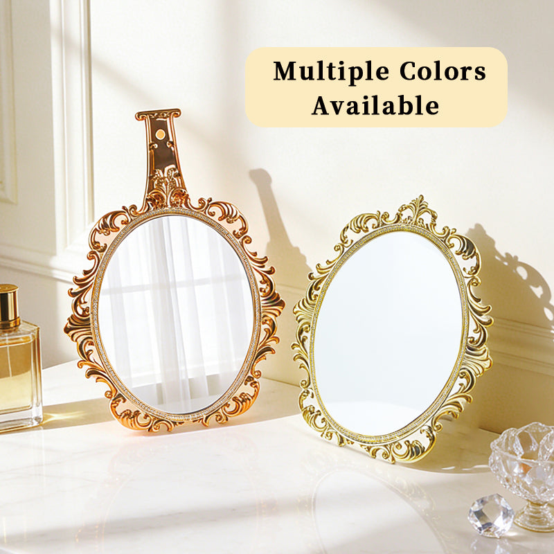 Retro carved table mirror, suitable for handheld use | Premium corporate gifts and custom-made presents | Available for wholesale and customization
