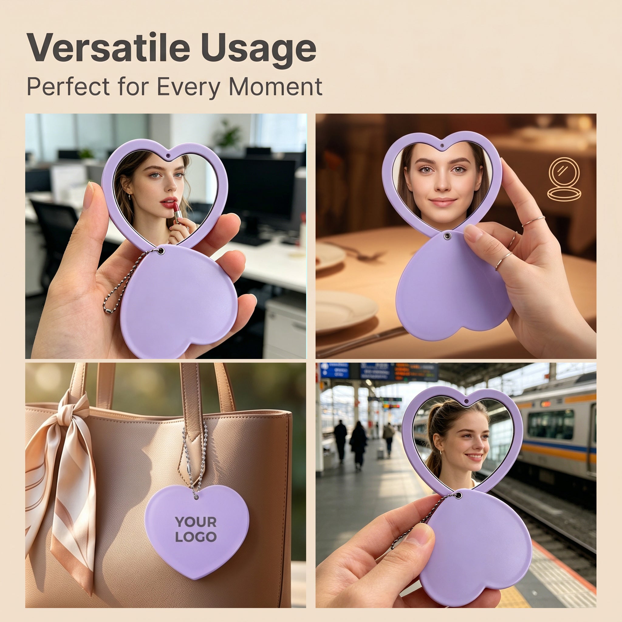 OEM/ODM Heart Shape Sliding Cover Double Sided Mirror from Kaifam Manufacturing. Custom logo, Pantone colors, MOQ 100pcs, 15-day lead time. Request a free quote.